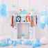 Gosknor Light Blue Navy Brown Orange First Birthday High Chair Banner, Cute Puppy Paw Print Highchair Garland, One