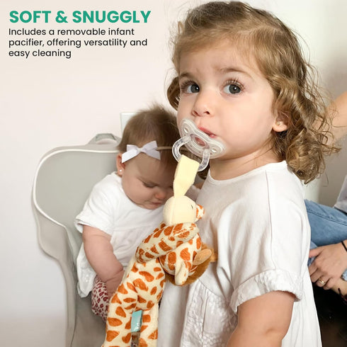 Detachable Pacifier Holder Silicone Pacifier with Stuffed Animal Removeable Baby Pacifier Holder for Cuddling