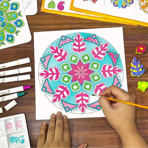 Imagimake Mandala Art Kit, Watercolor Paint Set, 12 Exciting Projects for Kids Ages 8-16, Craft Kits for All