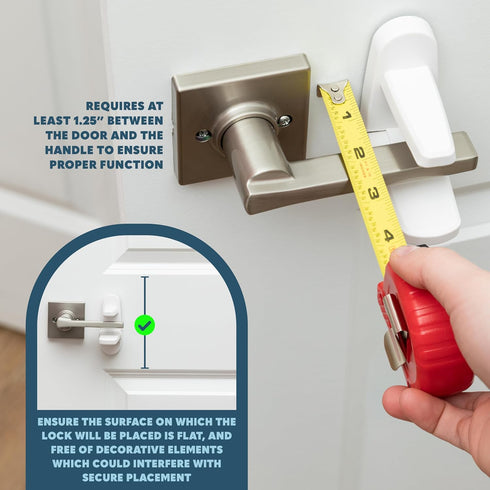 Childproof Door Lever Lock (3 Pack) - Easy Install Child Proof Door Lock with Secure 2 Button Design for Kids Safety