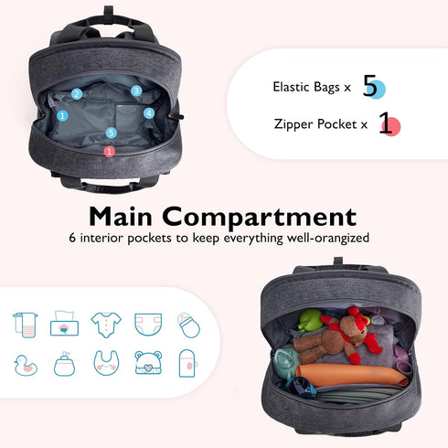 mommore Backpack Diaper Bag Large Travel Diaper Bags with Portable Changing Pad, Pacifier Case and Stroller Straps