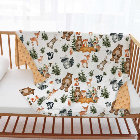 Woodland Baby Blankets - Soft Nursery Minky Blankets with Double Layer Dotted Backing for Unisex Boys Girls, 30"x40"
