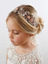 SWEETV Flower Girl Headband for Wedding, Baby's Breath Rose Gold Hair Piece for Birthday Party