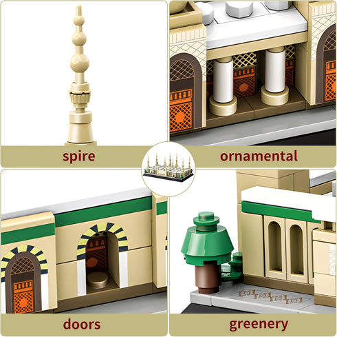 CSNRHG Set 6+ 594 Medina Prophet Mosque Building Block Educational Architecture Toy for Ages Kids and Adults for Eid