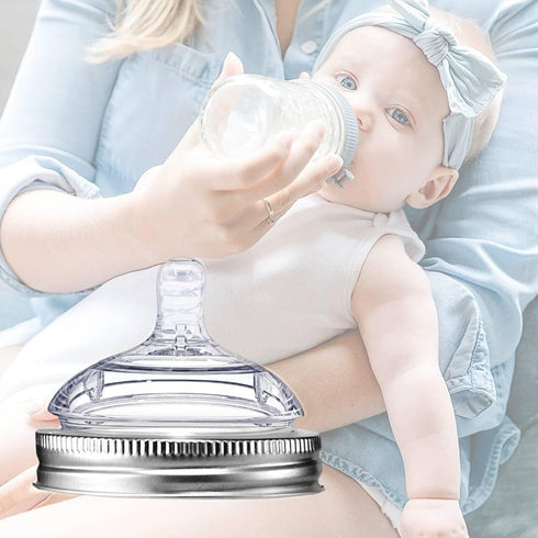YeeBeny 7cm Mason Jar Bottle Nipples, Pacifier Mason Can Lid BPA Free Baby Bottles Nipples Lid Suitable for Mason jar
