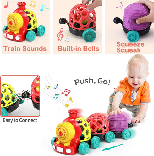 WEEJOYGAM 6-12 1-3 6 7 8 9 10 1 Train Baby Toys Months, Infant Soft Cars for Toddlers Boy Easter Basket Stuffers