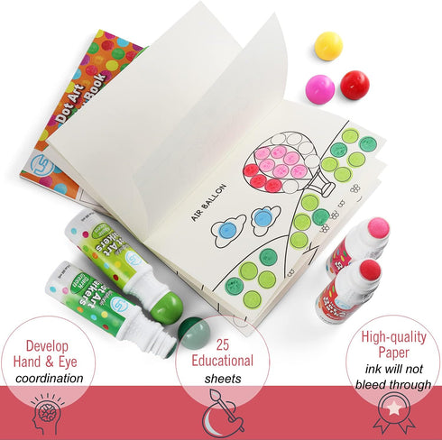 Dot Markers | 10 Washable Color Bingo Daubers for Toddlers, Toddler Activities, Bingo Markers, and Activity Book