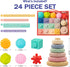 Jyusmile Baby Toys for 6-12 Months, Montessori Stacking Blocks, Soft Teething Toys & Sensory Balls