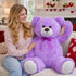 36 inches HollyHOME Big Teddy Bear Stuffed Animal Large Teddy Bear Cuddly Plush Toy for Girlfriend Kids Purple