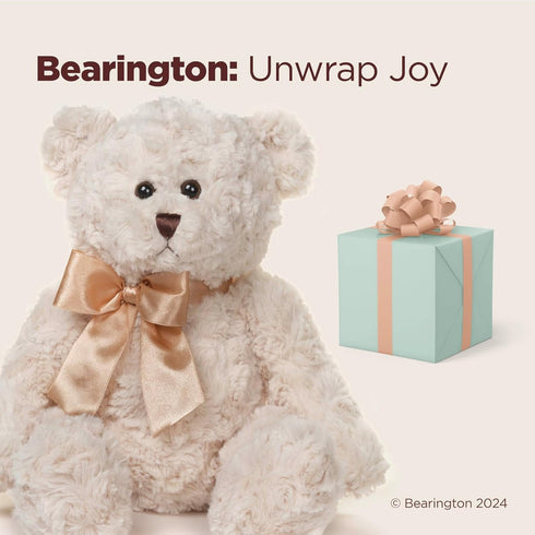 16" Bearington Huggles Creamy White Teddy Bear Stuffed Animal Toy - Soft-Fur Teddy Bear Plushies with Satin Bow