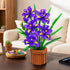 Set 808PCS CUBIMANA Flowers Botanicals Iris Building - Mother's Day Artificial Purple Bonsai Plant for Home Office