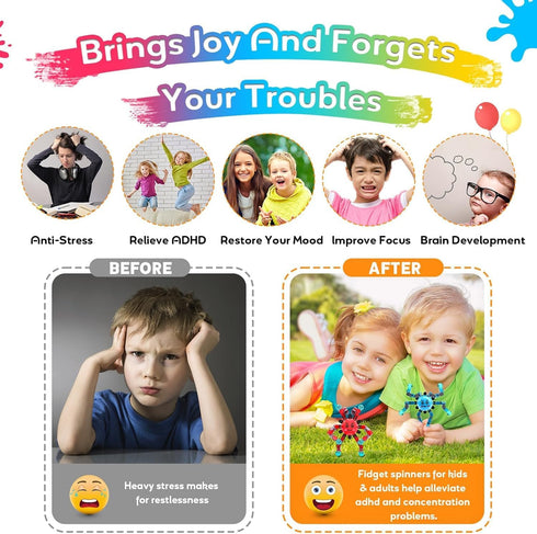 Adults,6 Transformable Fidget Spinner Toys for Kids and Pcs Sensory Toy for Boys Girl ADHD Stress Relief Toys,Fingertip