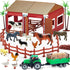 BOLZRA Mini Barn Farm Toys Playset, 66PCS Plastic Animals Figurines and Fence, Farmer Vehicle Toy Truck with Trailer