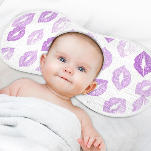 decor gift 4 Pack 22x11in Cotton Newborns Burp Cloths Soft Touch Lilac Kisses Light Purple Lipstick Baby Rags