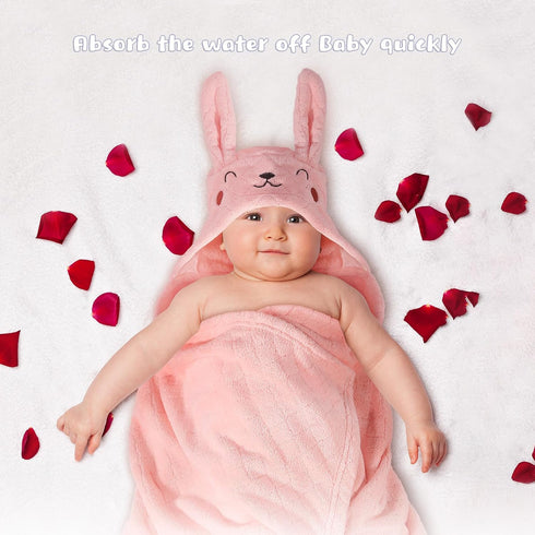 2 Pack 50 32 inch 0-6 Hooded Toddler Bath Towels, Thick Towel for Kids with Animal Hood, Extra Large x for Baby Years