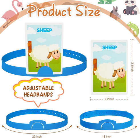 Sumind Headband Game Animal Style Fun Guessing Game Quick Question Game Set includes Headbands, Picture Cards, Scoring Coins, Sand Clock