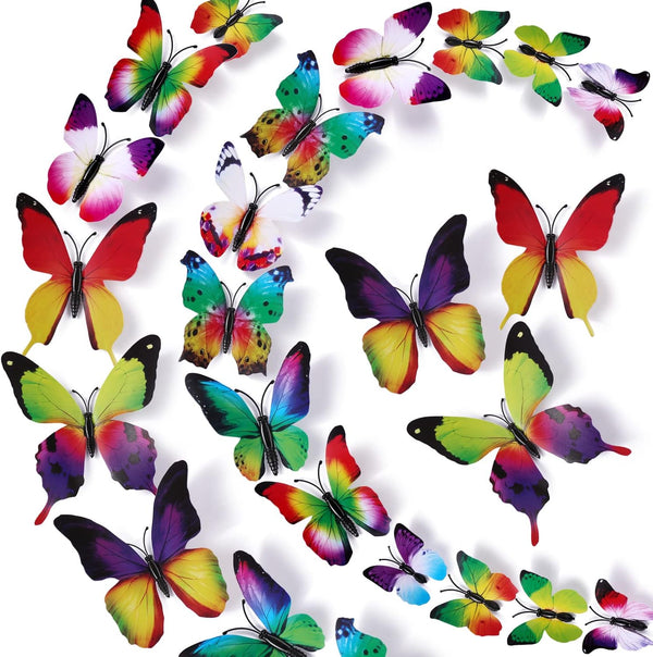 LiveGallery 72 PCS 3D DIY Beautiful Butterfly Wall Decals, Colorful Butterflies Art Decor for Kids Bedroom