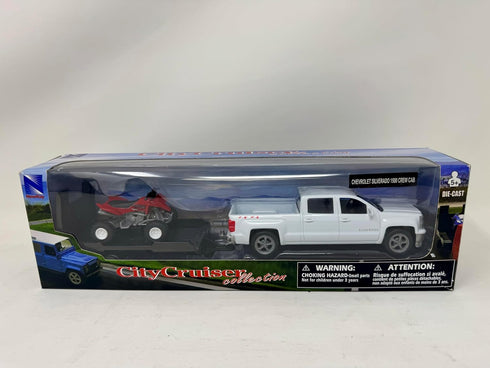 NewRay 1:43 Toys Chevy Silverado Pick Up Truck with Trailer and Dirt Bike