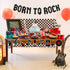 Born to Rock Glitter Banner - Music Note Garland for 1950's Rock and Roll Party Decorations, 1st Birthday Supplies