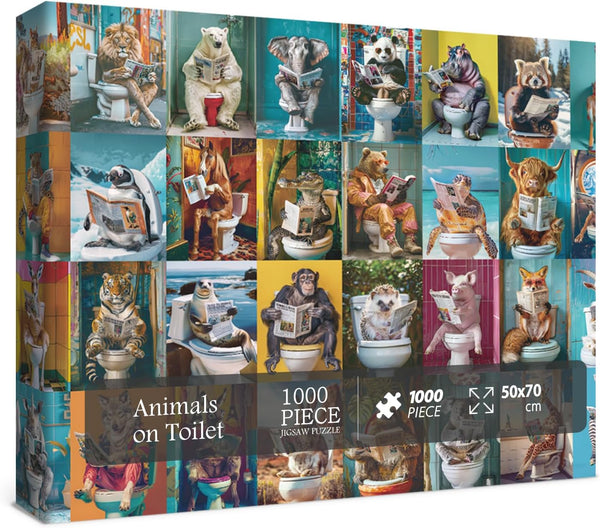 Funny Animal Puzzle 1000 Pieces for Adults, Colorful Pooping Animal Jigsaw Puzzle, Animal Kingdom Fun