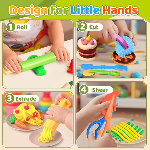 Sets 22pcs Knife,3D Dough Play Tools for Kids, Clay and Dough Accessories for Toddlers with Storage Box, Silicone Mat