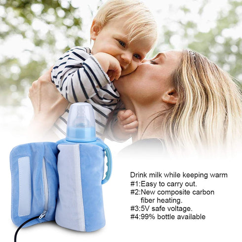 GLOGLOW Portable Milk Warmer, Crystal Velvet Baby Bottle Heater for Infant Feeding, USB Powered with Quick Heating