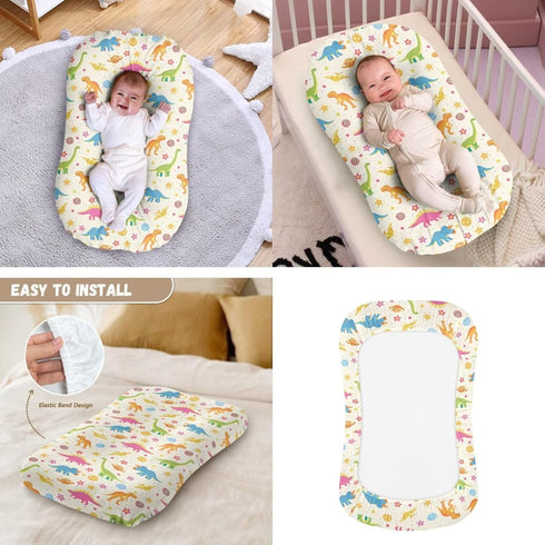 Sarogrorin Pastel Dinosaur Bed Sleeping Nest Cover Colorful Baby Lounger Covers Nursing Pillow Cover for Baby Boy Girl