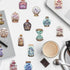 LOOGFDC 50 Pcs Vintage Mushroom Jar Stickers, Transparent Cartoon Aesthetic Stickers, Waterproof PET Vinyl Decals
