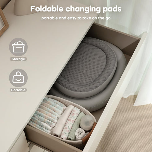 30"x18", Mamatepe Baby Changing Pad, Waterproof Wipe-Clean PU Foldable On-the-Go Travel Mat, Non-Slip with Adjustable