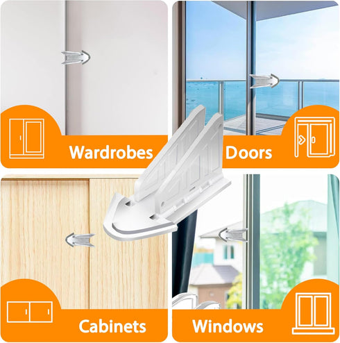 6 Pack Child Proof Sliding Door Locks for Kids Safety - Window Locks for Sliding Closet and Glass Doors