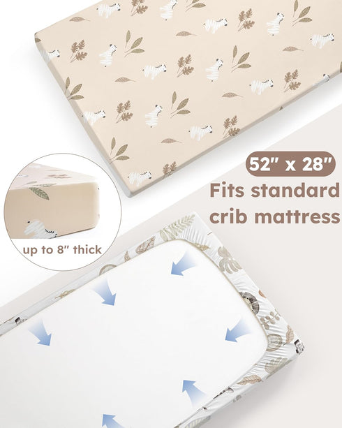 Nyessmee 52" 28", 2-Pack Baby Crib Sheets for Boys and Girls, Fitted Crib Sheets x Soft Breathable Microfiber Sheets