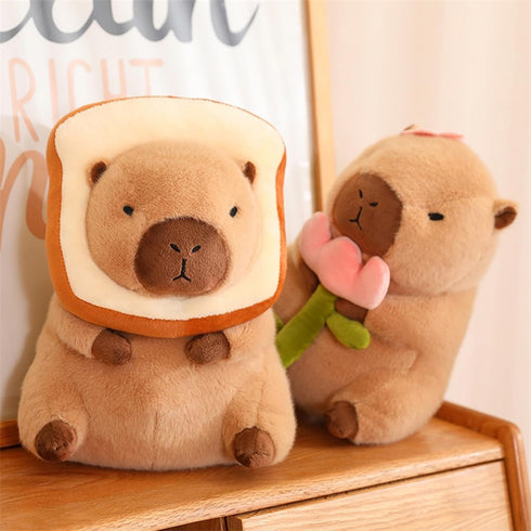 Cute Capybar Stuffed Animals with Wearable Toast Headset, Gifts for Kids (11 in Bread Capybar)