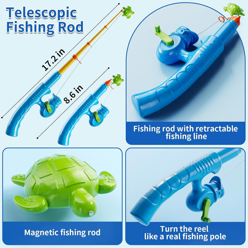 Xelabrion 3-5 4-8, 3 4 5 6 7 8 Magnetic Fishing Game Toys for Kids Toddlers Water Table Bathtub Toys with Pole Rod Net