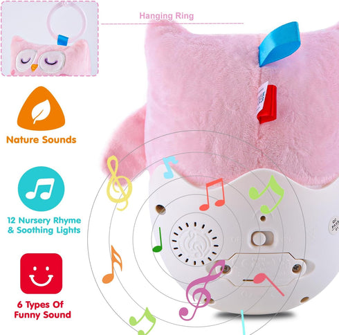 0-6-12 Baby Toys Months, Plush Owl Stuffed Animal Musical Toys with Light & Sounds, Infant Roly-Poly Sensory Toy, Baby