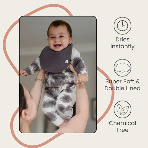 3-Pack Leya & Lior SnapDry Classic Bibs for Babies Instant-Dry Absorbent Drool Bibs for Boys & Girls