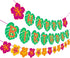 Hawaiian Party Happy Birthday Banner for Tropical Luau Party Decorations with Palm Leaf