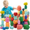 MEGRANATE 39PCS Montessori Wooden Stacking Rocks Toys Colorful Stacking Stones Building Blocks Games