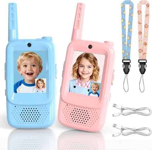 Haomuren Video Walkie Talkies for Kids, 2 Pack HD Screen Walkie-Talkies for Ages