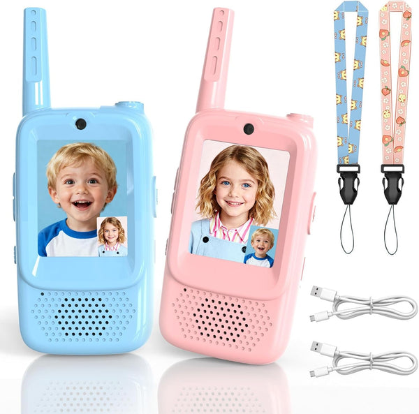 Haomuren Video Walkie Talkies for Kids, 2 Pack HD Screen Walkie-Talkies for Ages
