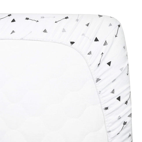 American Baby Company 100% Natural Cotton Fitted Crib Sheet 52" x 28" - Soft, Hypoallergenic, Silver Black Arrow