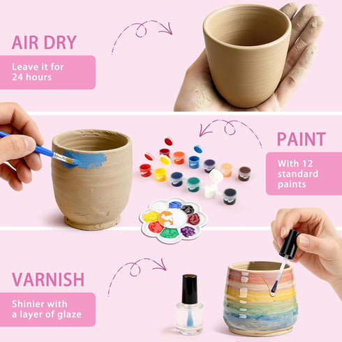 8-12, 6 7 8 9 10 11 12+, Pottery Wheel for Kids, Arts and Crafts for Kids Ages Complete Pottery Painting Craft Kit