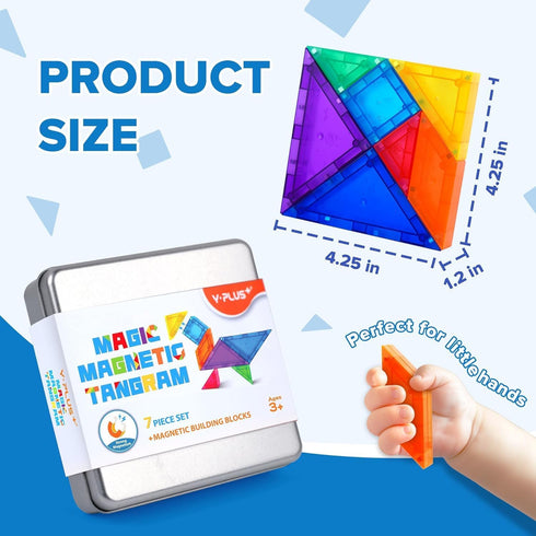 700 3D 4-8, 8-12 YPLUS Mini Magnetic Tiles Travel Magnetic Blocks Building Toys, Shapes Magnet Tangrams Puzzle