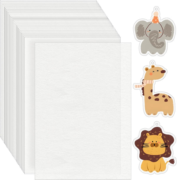 WISYOK 30pcs Shrinky Film, Shrink Plastic Sheets for Crafts, Jewelry Making, Classroom