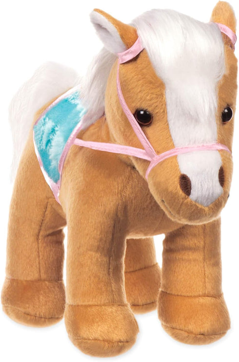 by Battat Beige Horse with Blue Stripes, 10 inches, Pink Pony Bag (ST8274Z)