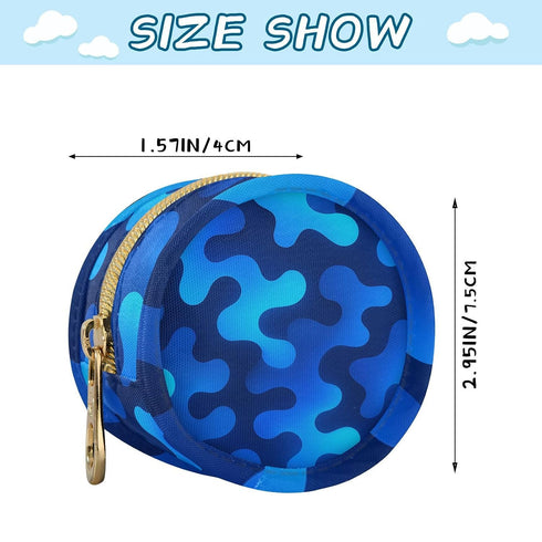 Blue Shades Round Pacifier Storage Case with Zipper, Portable Pacifier Case for Travel, Diaper Bag & Purse, Pacifier