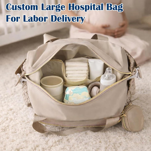 Personalized Diaper Bag Tote with Name, Custom Baby Bag with Changing Pad and Pacifier Case, Maternity Travel Bag