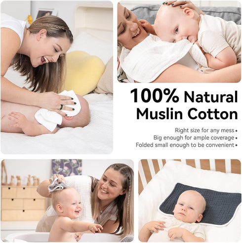 Pack 10 6 20 10 Inches 100% 10 Pack) Synrroe Burp Cloths Large, Muslin Burp Cloths for Baby Girls and Boys, of Extra