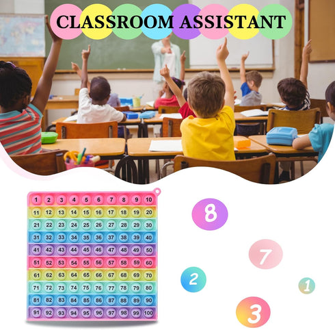 LZDEMI operations1-100 Math Number Learning Pop Fidget Toy, Rainbow Colors, Large Square Math Educational Sensory Game