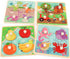 Wooden Peg Puzzles for Toddlers 1-3, Educational Preschool Peg Puzzle Toy, Set of 4 - Farm, Dinosaur, Fruit and Marine