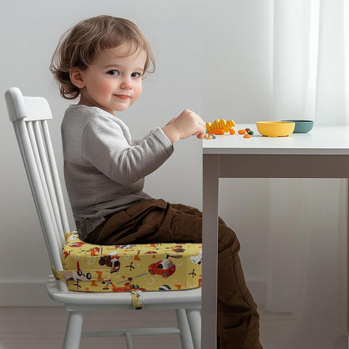 Acxseo 3.5" Toddler Booster Seat for Kitchen Chair, Oxford Foam Cushion, Non-Slip Base, Adjustable Straps, Portable